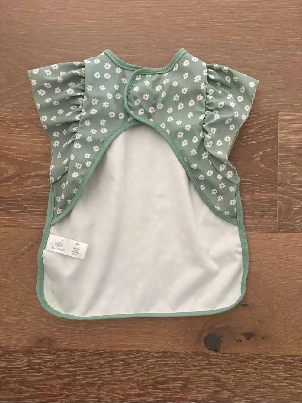 Kids Floral Waterproof Bib - Sage Green